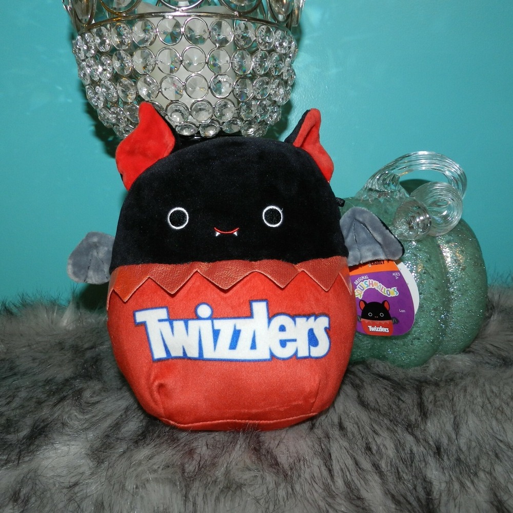NWT Hershey Squishmallow 7" Lon the Black and Red Twizzler Bat 2021